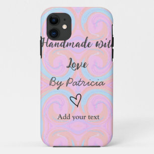 Regenboog glans handgemaakt met liefde naam tekst iPhone 11 hoesje