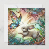 Regenboog Glas in lood Bunny Vlinder Pasen Feestdagenkaart (Voorkant)