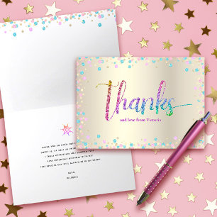 Regenboog Glitter Confetti Goud Sweet 16 Verjaarda Bedankkaart