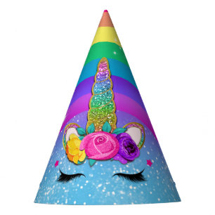 Regenboog Glitter Eenhoorn Hoorn Feestmasker Feesthoedjes