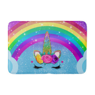 Regenboog Glitter Eenhoorn Hoorn Gezicht Badmat