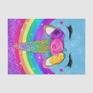 Regenboog Glitter Eenhoorn Hoorn Gezicht Feest Tissuepapier
