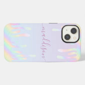 Regenboog Glitter Elegante Script Naam iPhone Hoesje (Achterkant horizontaal)
