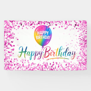 Regenboog Glitter Gelukkig Verjaardag Spandoek