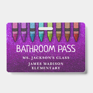 Regenboog Glitter Kleurkrijtjes Leraar Badkamer Ga Badge