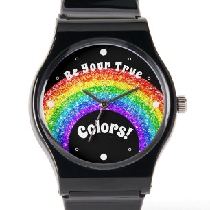 Regenboog Glitter Pride LGBT wees je ware kleuren Horloge