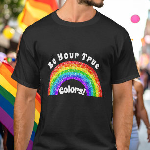 Regenboog Glitter Pride LGBT wees je ware kleuren T-shirt
