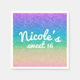 Regenboog Glitter Schitter Glam Verjaardagsfeest M Servetten