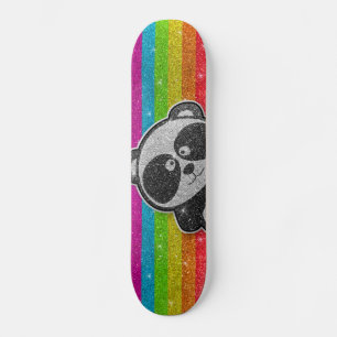 Regenboog Glitter Sparkly Black White Panda Sparkl Skateboard
