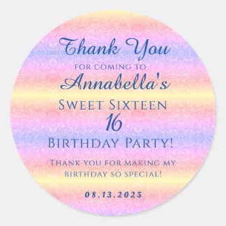 Regenboog Glitter Sweet 16 Zestien Dank u Ronde Sticker