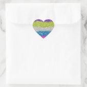 Regenboog Glitters Strepen Hart Sticker (Tas)