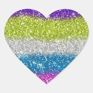 Regenboog Glitters Strepen Hart Sticker
