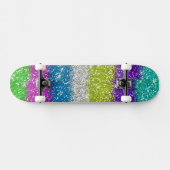 Regenboog Glitters Strepen Skateboard (Horizontaal)