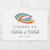 Regenboog golven mooie aangepaste bruiloft mini sparkling wijnetiket (Enkel label)