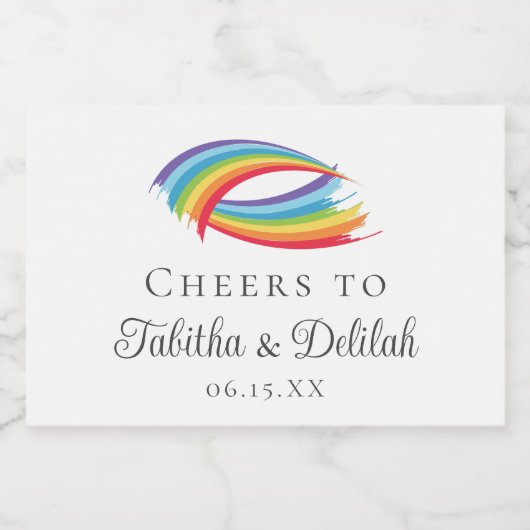 Regenboog golven mooie aangepaste bruiloft mini sparkling wijnetiket (Enkel label)