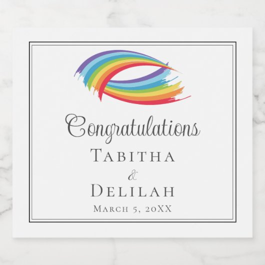 Regenboog golven mooie aangepaste bruiloft recepti sparkling wijnetiket (Enkel label)