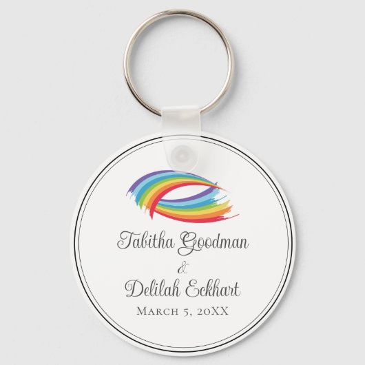 Regenboog golven mooie aangepaste bruiloft sleutelhanger (Achterkant)