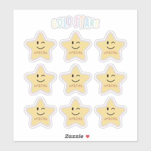 Regenboog gouden sterren sticker (Vel)