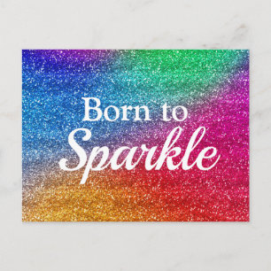 Regenboog Gradiënt Glitter Geboren om te Fonkel Briefkaart
