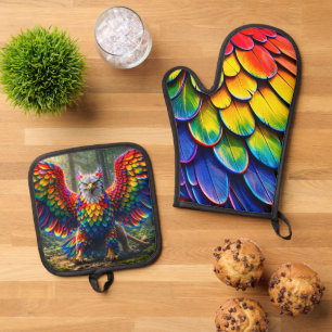 Regenboog Griffin ovenwant en pannenlapper set vib
