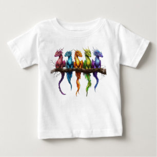 Regenboog groep baby draken op zwart