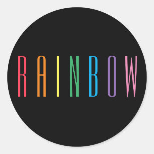 REGENBOOG Grote ronde Stickers / Zwart