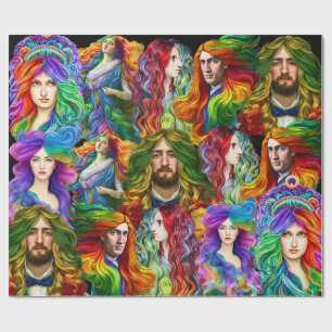 Regenboog haar Godin mannen vrouwen Fantasy kunst Cadeaupapier