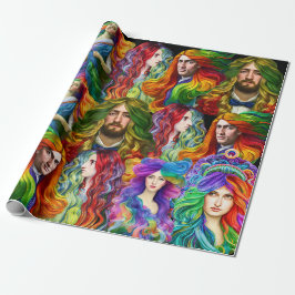 Regenboog haar Godin mannen vrouwen Fantasy kunst Cadeaupapier