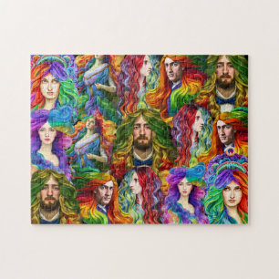 Regenboog haar Godin mannen vrouwen Fantasy kunst Legpuzzel