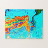 Regenboog haar zeemeermin puzzel (Horizontaal)