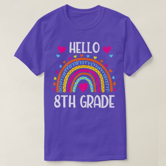 Regenboog Hallo achtste graad Shirt 8e graad terug (Design voorkant)