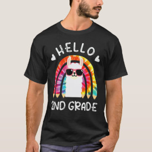 Regenboog Hallo Tweede 2e Klas Lama Eerste Dag Van T-shirt