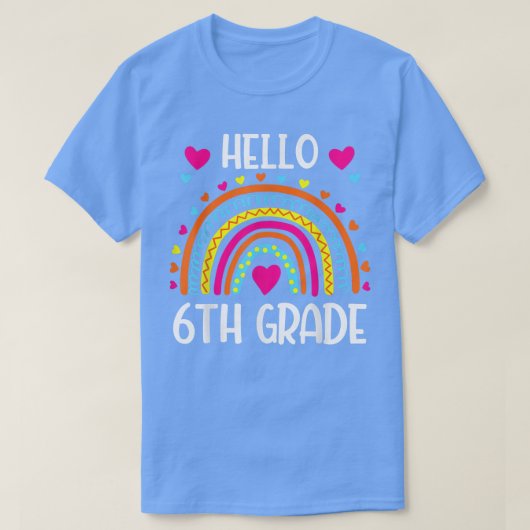 Regenboog Hallo Zesde graad Shirt 6e graad terug n (Design voorkant)