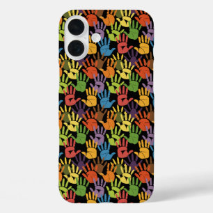 Regenboog handafdruk viering iPhone 16 plus hoesje