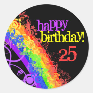 Regenboog happy 25th birthday sticker
