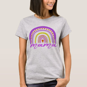 Regenboog Hart Boho Doodle Mama T-Shirt. T-shirt