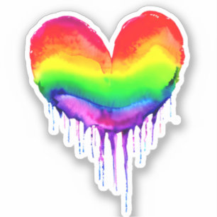Regenboog hart druppelen verf sticker