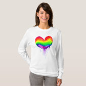Regenboog hart druppelen verf t-shirt (Voorkant volledig)
