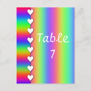 Regenboog Hart Gestreepte Trouwtafel Nummers Briefkaart