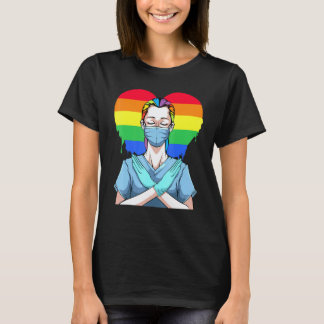 Regenboog Hart Homoseksuele Lesbische Biseksuele V T-shirt