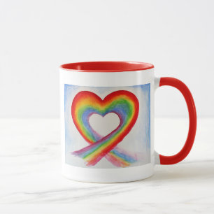 REGENBOOG HART KOFFIEBEEKER MOK