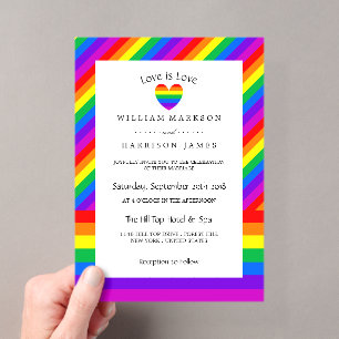 Regenboog Hart Liefde is Liefde Trouwen Acryl Uitnodigingen