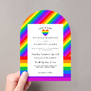 Regenboog Hart Liefde is Liefde Trouwen Acryl Uitnodigingen
