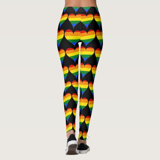 Regenboog Hart Patroon LGBT Proud Leggings (Achterkant)