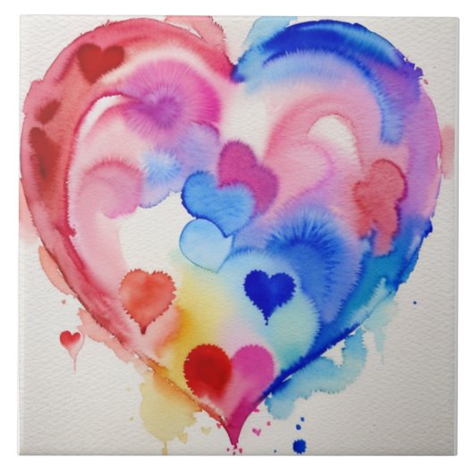 Regenboog Hart Secties, Unieke Gift Idee Tegeltje (Voorkant)