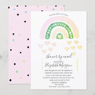 Regenboog, hart, Stippen, Baby shower per post Kaart