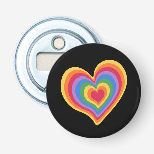 Regenboog hart. Trots gay liefde Button Flesopener