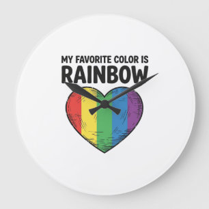 Regenboog Hart Vintage Gravure Favoriete Kleur Shi Grote Klok