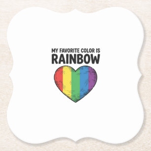 Regenboog Hart Vintage Gravure Favoriete Kleur Shi Kartonnen Onderzetters