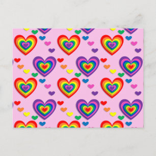 Regenboog harten ansichtkaart briefkaart